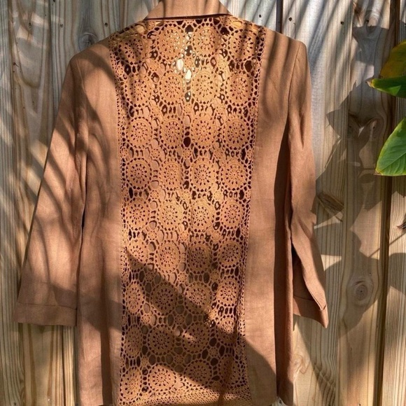 Vintage 80s linen crochet blazer jacket 
Made in USA - Picture 3 of 4